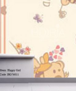 کاغذ دیواری اتاق کودک طرح دخترانه Happy girls کد HG76811