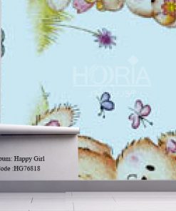 کاغذ دیواری اتاق کودک طرح دخترانه Happy girls کد HG76818