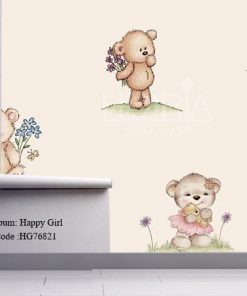 کاغذ دیواری اتاق کودک طرح دخترانه Happy girls کد HG76821