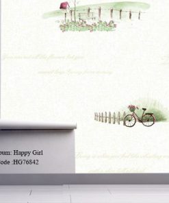 کاغذ دیواری اتاق کودک طرح دخترانه Happy girls کد HG76842