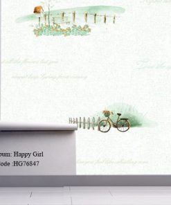 کاغذ دیواری اتاق کودک طرح دخترانه Happy girls کد HG76847