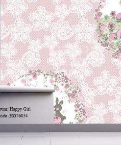 کاغذ دیواری اتاق کودک طرح دخترانه Happy girls کد HG76854