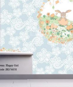کاغذ دیواری اتاق کودک طرح دخترانه Happy girls کد HG76858