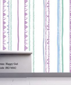 کاغذ دیواری اتاق کودک طرح دخترانه Happy girls کد HG76862