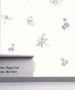 کاغذ دیواری اتاق کودک طرح دخترانه Happy girls کد HG76863
