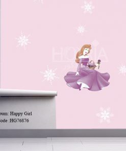 کاغذ دیواری اتاق کودک طرح دخترانه Happy girls کد HG76876