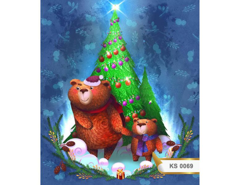 پوستر کودک طرح خرس و درخت کریسمس کد KS0069